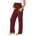 thumbnail image 2 of Frostluinai Women's Maternity Pants Over Belly Soft Lounge Palazzo Pants Comfy Stretch Wide Leg Pregnancy Trousers with Pockets, 2 of 8