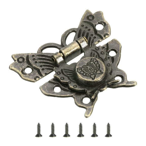 Uxcell Hasp Latch, 43 x 51mm Butterfly Decorative Retro Box Toggle Latch, Bronze