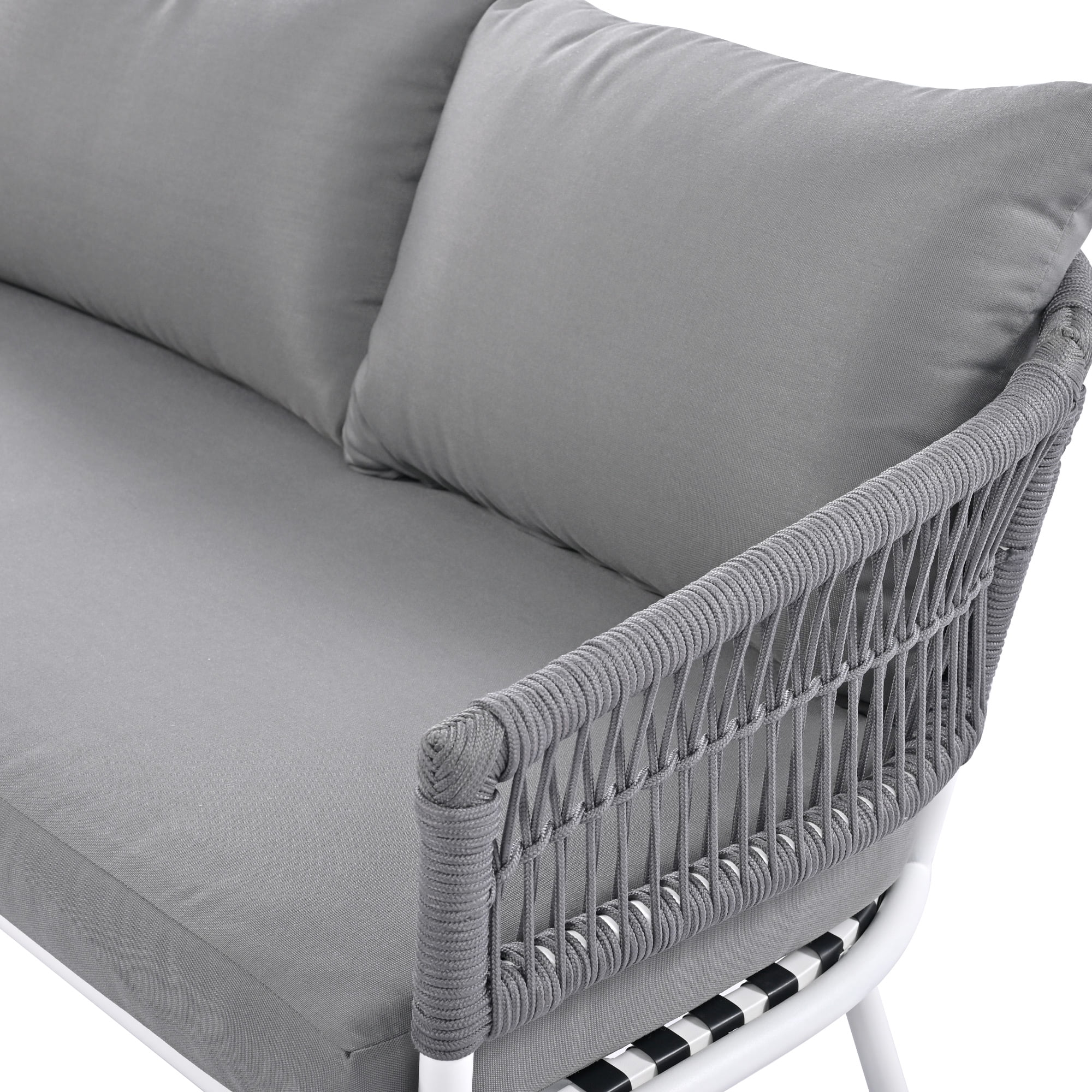Aimee Lii 4-Pieces Boho Patio Furniture Set, Patio Conversation Set with Acacia Wood Table and Thick Cushion, Outdoor Furniture for Backyard Porch Balcony, Gray Aimee Lii 4-Pieces Boho Patio Furniture Set, Patio Conversation Set with Acacia Wood Table and Thick Cushion, Outdoor Furniture for Backyard Porch Balcony, Gray