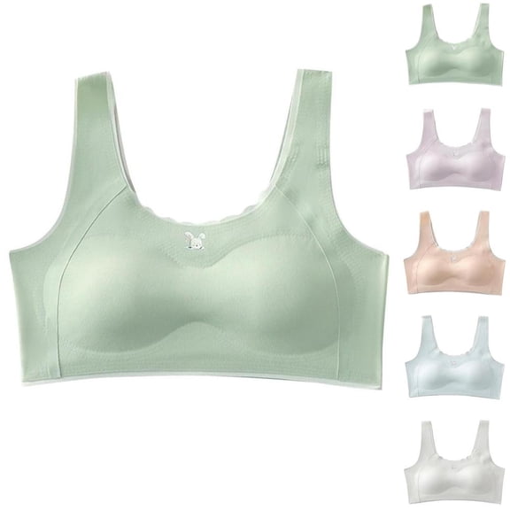 Bxsruta Girls Padded Training Bra Wirefree Soft Seamless Sports Bra for Teen Girls 9-18 Years Removable Sponge Chest Pads
