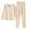 Beige, variant on Womens Thermal Underwear Set Lace V Neck Tops Tight Pants Long Johns Solid Color Base Layer Pajama Sets