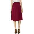 thumbnail image 5 of Unique Bargains Women's Button Front High Waist Belted Midi A-Line Skirt, 5 of 7