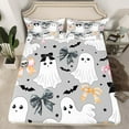 thumbnail image 2 of Castle Fairy Bow Ghost 4 Pieces Queen Sheet Sets for Kids,Halloween Skull Ultra Soft Flat Sheet,Spooky Animal Queen Fitted Sheet,Ultra Soft Home Decor, 2 of 7