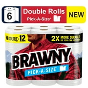 Brawny Pick-A-Size Paper Towels, 6 Double Rolls, 2 Sheet Sizes, Everyday Paper Towel