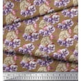 thumbnail image 2 of Soimoi Poly Georgette Fabric Insect,Pansy & Yellow Flower Floral Printed Fabric 1 Yard 42 Inch Wide, 2 of 3