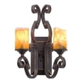 thumbnail image 1 of Two Light Antique Copper Ecru Glass Wall Light, 1 of 1