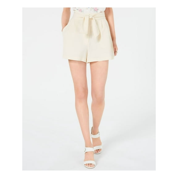 LEYDEN Womens Beige Belted Pleated Shorts M