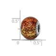 thumbnail image 2 of 925 Sterling Silver Polished Oxidized Reflections Lt Brown Python Glitter Overlay Glass Bead Charm 12.73x10.00mm Wide Pe, 2 of 2