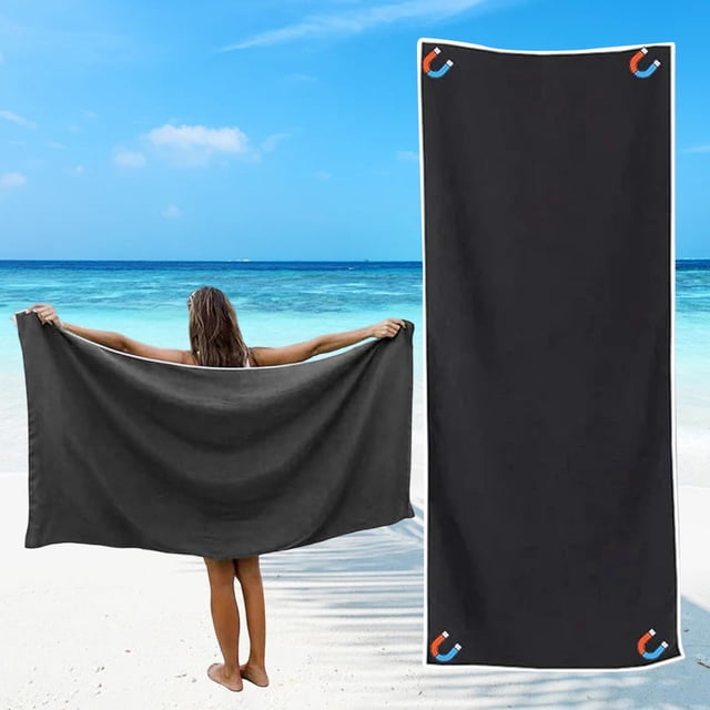 Toalla de toalla de playa Toalla liviana para hombres Mujeres 75 x 30 pulgadas Seco rápido para el fitness Invactics Essentials Gym Camping Bailing Negro