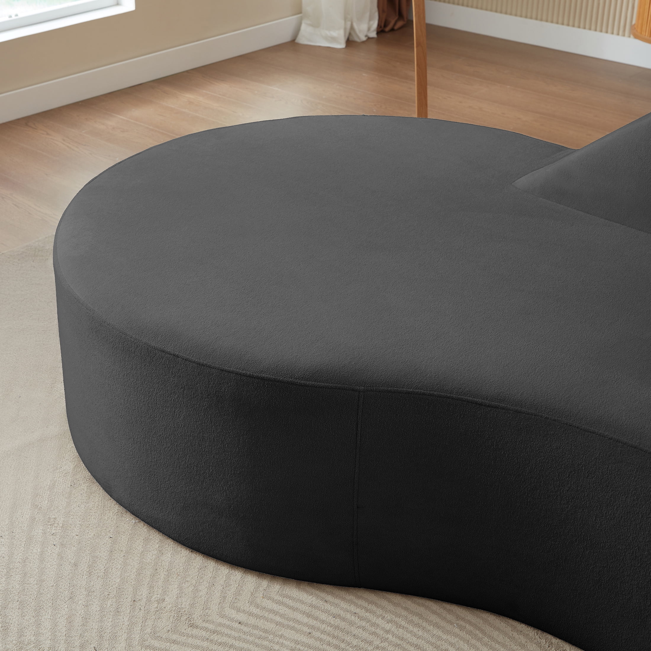 Aukfa 91" Comfy 3 Seat Sofa Deep Seat Curved Couch, No Assembly Boneless Sofa, Chenille, Gray