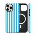 thumbnail image 1 of ccwonima Magnétique pour iPhone 16 Pro Max Étui Mignon à Rayures Étui de Téléphone, Antichoc Mince TPU et Étui Rigide PC Protectrice Compatible avec MagSafe Conçue pour Femmes Filles, Bleu Foncé, 1 of 1