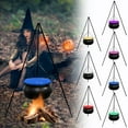 thumbnail image 5 of Opehuo Halloween Outdoor Decorations-Large Bonfire Witches Cauldron on 30.7" Tripod with Lights-Black Plastic Bowl Decor-Hocus Pocus Witches Jar for Indoor Outdoor Decor,12.59",Green, 5 of 8