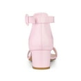 thumbnail image 2 of BLISSFUL STEP Women's Shoes Open Toe Block Heel Ankle Strap Sandals Pink 6, 2 of 7