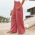 thumbnail image 6 of Mitankcoo Women's High Waist Cotton Linen Pants - Drawstring Relaxed Fit Wide Leg Pant - Casual Long Trousers, 6 of 9
