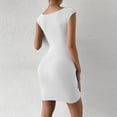 thumbnail image 5 of ClodeEU Women's Sleeveless Bodycon Mini Dress,Basic Solid Slim Fit Dress White,Women's Plus XL, 5 of 7