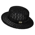 thumbnail image 2 of Tdxkok Women Hollow Woven Flat Top Straw Sun Hat French Retro Style Light UV Protection Headwear for Summer Beach Vacation Outdoor Travel, 2 of 5