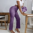 thumbnail image 6 of GUACER Womens Wide Leg Pants Trendy Jean Look High Waisted Stretchy Casual Work Trousers With Pockets, 6 of 9