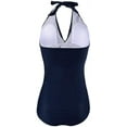 thumbnail image 4 of Maternity Swimwear One Piece Halter Pregnancy Swimsuit Solid Bathing Suit with Drawstring Adjustable Navy(XL, 4 of 9