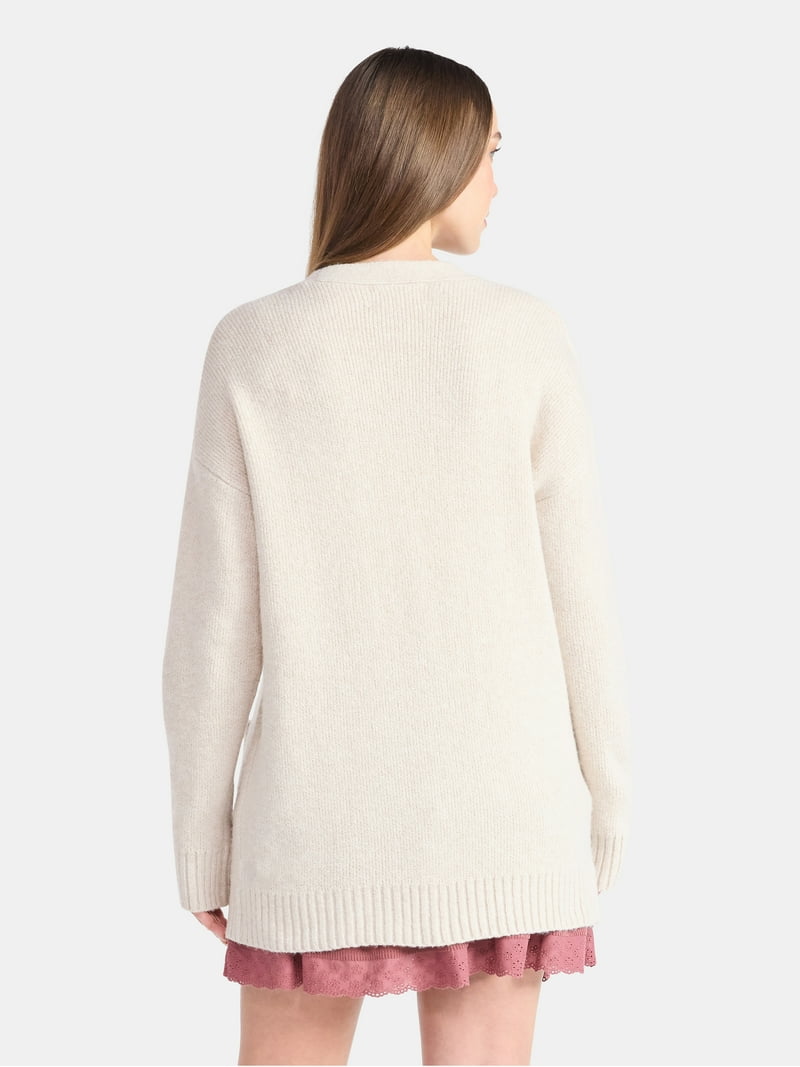 No Boundaries Button-Front Grandpa Cardigan, Women's