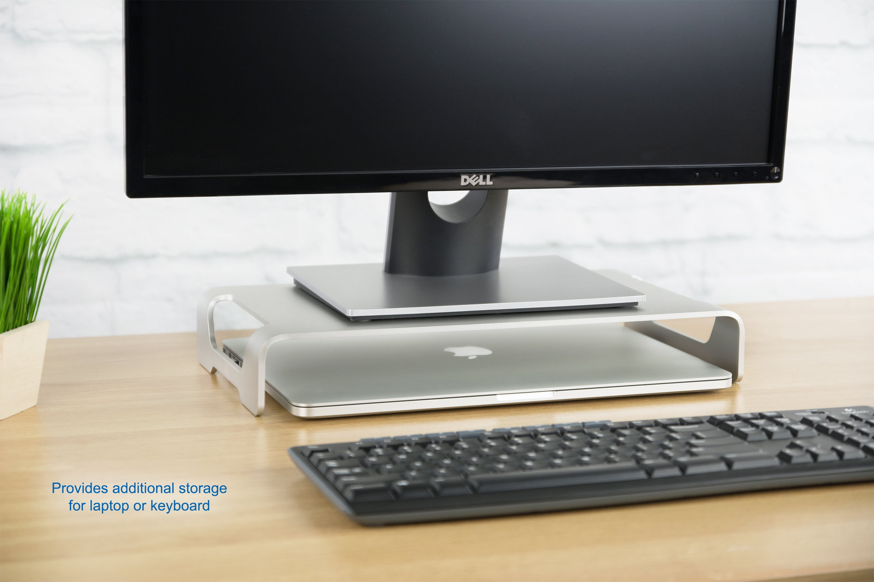 VIVO Silver Aluminum 16" Monitor Riser Ergonomic Desktop Stand Desk Organizer