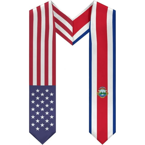 DABOYOZHZH Costa Rica Mix United States Flag Graduation Stole Sash For Study Aboard International Students