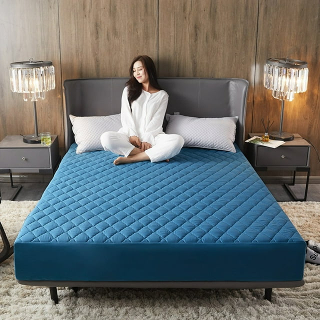 Wosthever Funda de colchón multifuncional, fácil de montar y limpiar, diseñada para mayor comodidad, fácil de mantener Juegos de cama azul oscuro