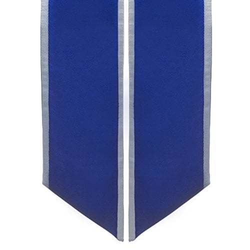 Honors Graduation Academic Stoles/Sashes with Angled Cut and Trim (Royal Blue w/Silver Trim) - Ages 6-40