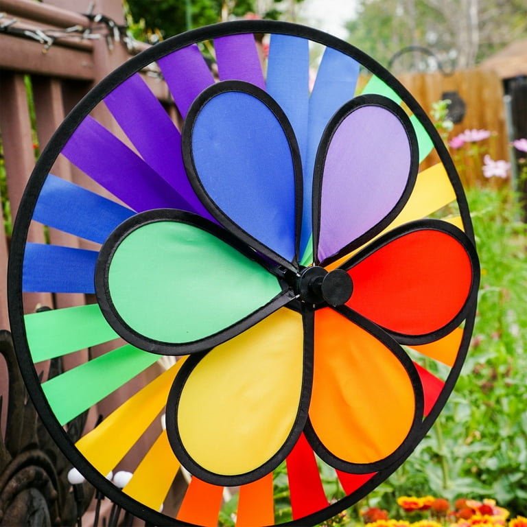 In the Breeze 2793 — Rainbow Dazy Wheel Garden Spinner — Colorful