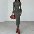 thumbnail image 6 of Women Bodycon Maxi Dress Long Sleeve Ruched Elegant Party Formal Spring Wedding Guest Dresses Dark Gray M, 6 of 6