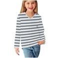 thumbnail image 6 of Piuwrlz Long Sleeve T-Shirt for Kids Girls Boys Cotton Shirts Printed Stripe V-neck V-neck T Shirt Tops Navy Size 5 Years, 6 of 8