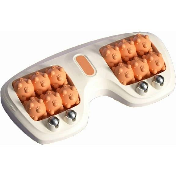 Portable Dual Foot Massage Roller, Dual Foot Acupressure Therapy for Pain Relief, Stress Relief and Improved Circulation, Portable Reflexology Tool for Home and Office Use Orange