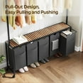thumbnail image 4 of Laundry Hamper, Laundry Sorter 5 Section, Rolling Laundry Basket, Laundry Sorter with Hanging Bar, Hampers for Laundry, Laundry Basket Organizer for Laundry Room, Rustic Brown LS57BR, 4 of 18