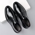 thumbnail image 2 of Men's Brown Polished Leather Plain Toe Derby Dress Shoes, 2 of 7