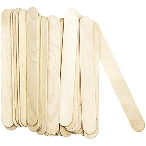 Amkoskr Natural Jumbo Craft Sticks 8" Length Wood Finish Tongue Depressors Birch Wood Stick Ice Cream Sticks 500 Pcs 200mm