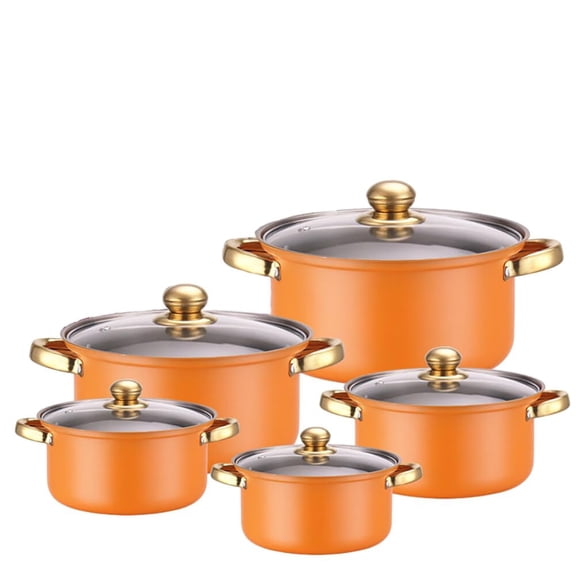 10-Piece Basic Stainless Steel Pots - Home Kitchen Cookware Sets for Gas Electric Halogen Ceramic Induction Hobs