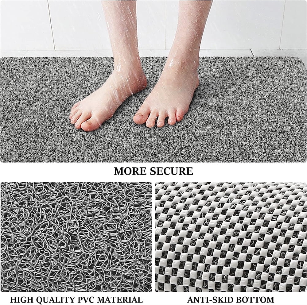 Topboutique Shower/Bathtub Mat,Soft Tub Mat,Anti Slip Showers Mats for Elderly,Quick Drying PVC Loofah Bathmat with Drain,Textured Bath for Tub,Bathroom,24x16 in,Gray