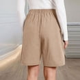 thumbnail image 5 of SwiftWear Women's Summer Casual Dressy Pleated Shorts with Elastic Waistband & Button Front High Waisted Knee Length Shorts for Daily Office, 5 of 7
