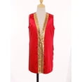 thumbnail image 3 of Doomiva Girls Boys Sequins Satin Dance Tunic Liturgical Praise Dance Top Sleeveless Open Front Split Worship Choir Robe Red 12, 3 of 7