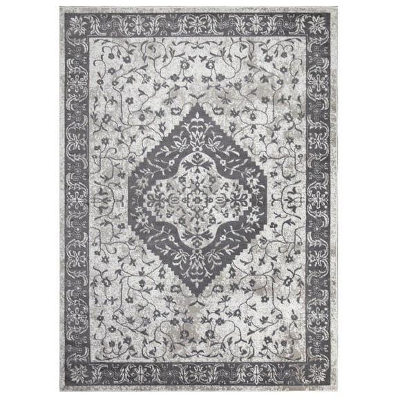Pearl Heriz Ivory 5 ft. x 7 ft. Medallion Area Rug