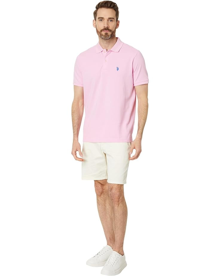 모에♡♡ページ U.S. Polo Assn. Mens Solid Pique Polo With Small Pony, Pink