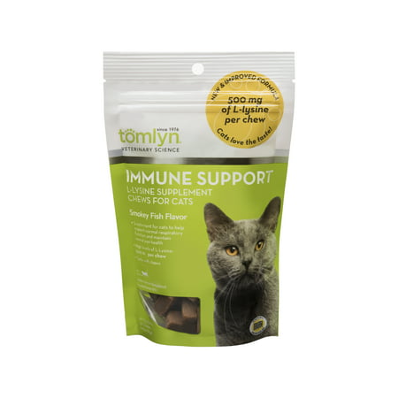 Tomlyn Immune Support L-Lysine Chews for Cats, Smokey Fish Flavor, 30 (Best Lysine Treats For Cats)