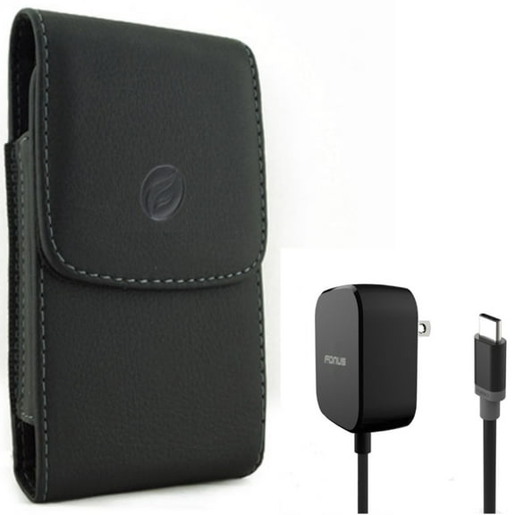 For Google Pixel 7 Pro/6/Pro - Case Belt Clip w Fast Home Charger, Leather Holster Cover, 15W 5ft Long Type-C for Google Pixel 7 Pro/6/Pro Phones