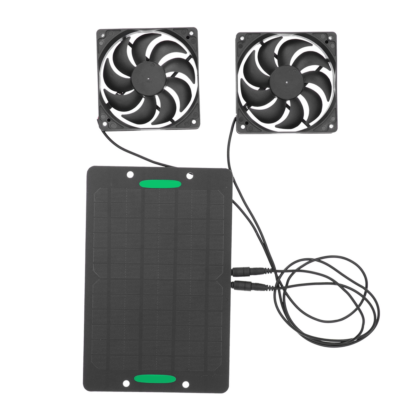 Qiilu Solar Panel Fan Kit Dual Air Extractor Outdoor Ventilation Equipment for Greenhouses,Mini