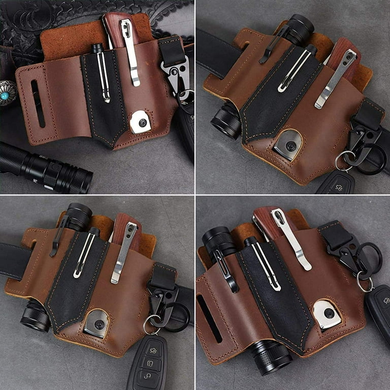 With Key Holder Multi Tool Pouch Leather Belt Loop Waist Multitool Sheath EDC Multitool Sheath for Belt for Training Camping Climbing Fishing traveling Black Walmart