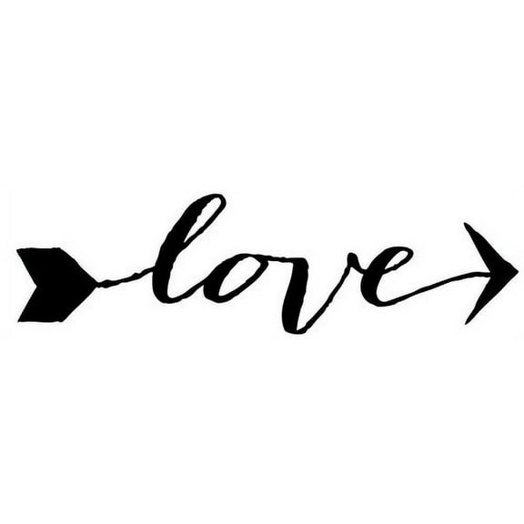 Love Wall Words Vinyl Wall Decals Lettering with Arrow Design, Black, 36x10-Inch