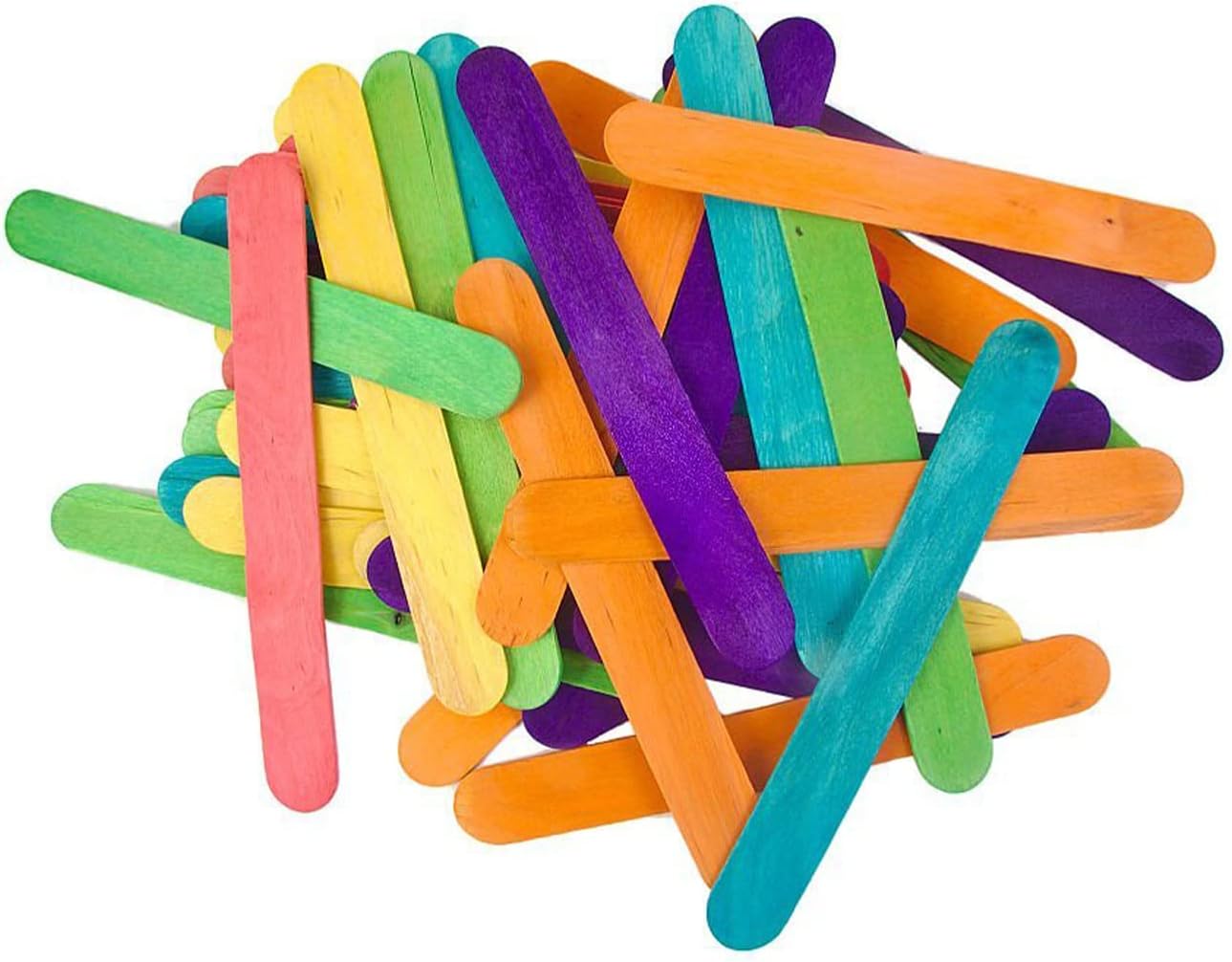 Trimming Shop Multicoloured Lollipop Sticks 5.9 inch, Wood Craft Sticks,  Lolly Sticks for Crafts, Coloured Popsicle Sticks, DIYArts Art Supplies 