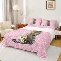 Castle Fairy Animal Cheetah Twin Sheet Sets 3pcs for Boys Girls,Woodland Wildlife Cheetah Twin Fitted Sheet Microfiber,Brown Pink Breathable Flat Sheet,Breathable Home Decor