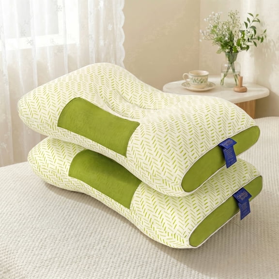 2-pack memory foam neck pillows, suitable for all seasons（Sprout Green）