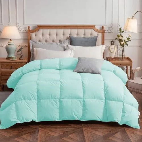 Reliable Bedding 100% Cotton Comforter,Ultra Soft All Seasons Quilted,600 Threat Count,Down Alternative Cotton Bedding Set ( Aqua Blue, Full/Queen)