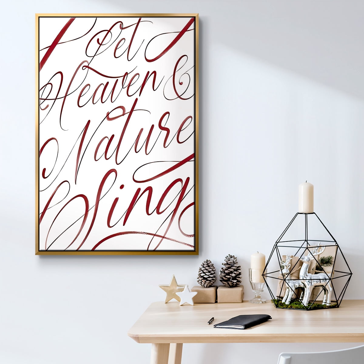 Heaven and Nature - Framed Gallery Wrapped Holiday Canvas - 27 x 41 - Gold Frame